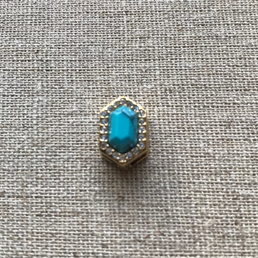 Pavé set turquoise charm